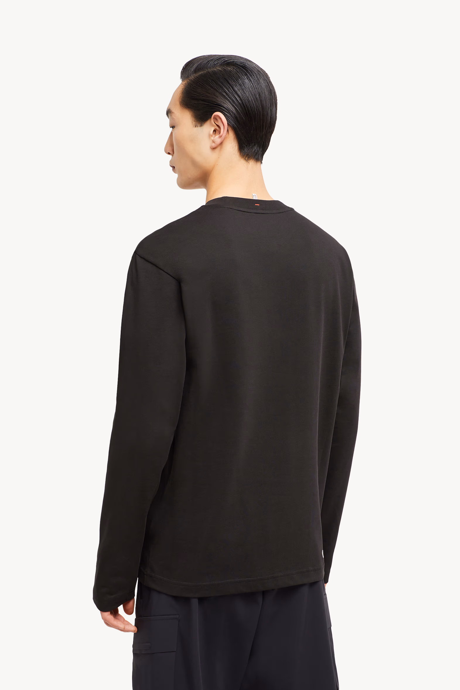 Camiseta de algodón de manga larga con logotipo Hombre Negro Moncler 5
